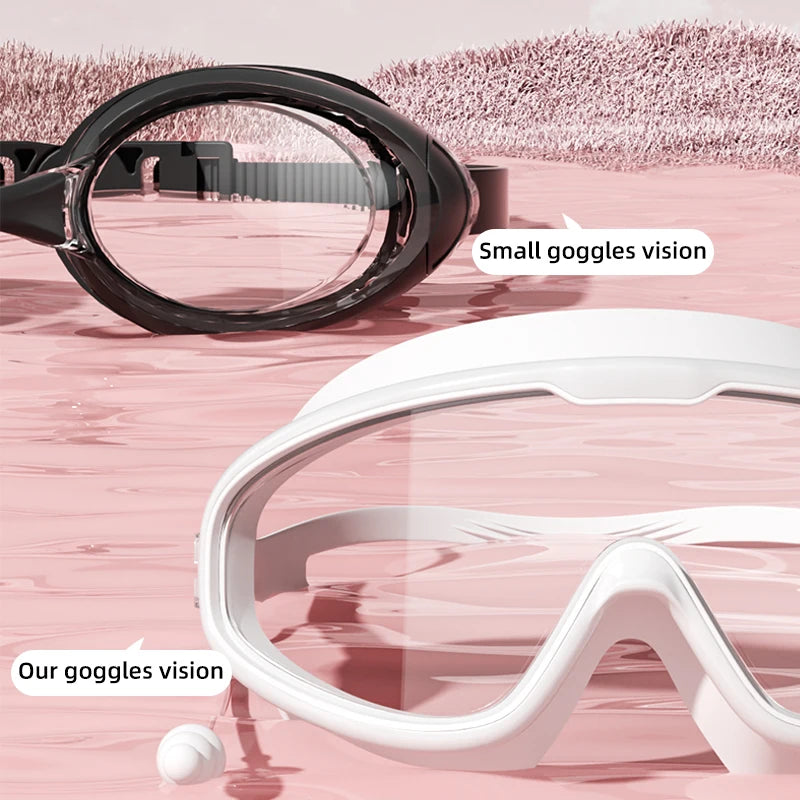 Swimming Goggles Big Frame Swimming Goggles Big Frame HD Wide View Anti-Fog UV Protection Swimming Goggles for Adults No Leaking