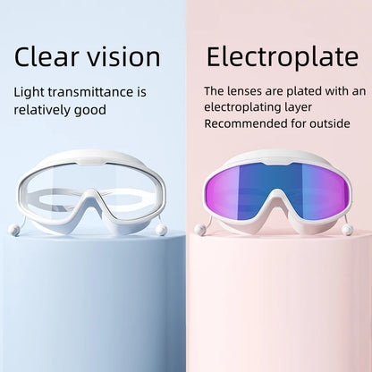 Swimming Goggles Big Frame Swimming Goggles Big Frame HD Wide View Anti-Fog UV Protection Swimming Goggles for Adults No Leaking